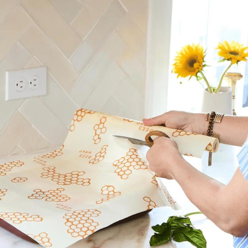 Bee's Wrap Beeswax Wraps for Food - Cut to Size 14x52" Wax Paper Roll - Made in USA Reusable Waxed Paper & Bowl Covers - Organic & Eco-Friendly Alternative to Aluminum Foil & Plastic Wrap, Honeycomb - Image 2